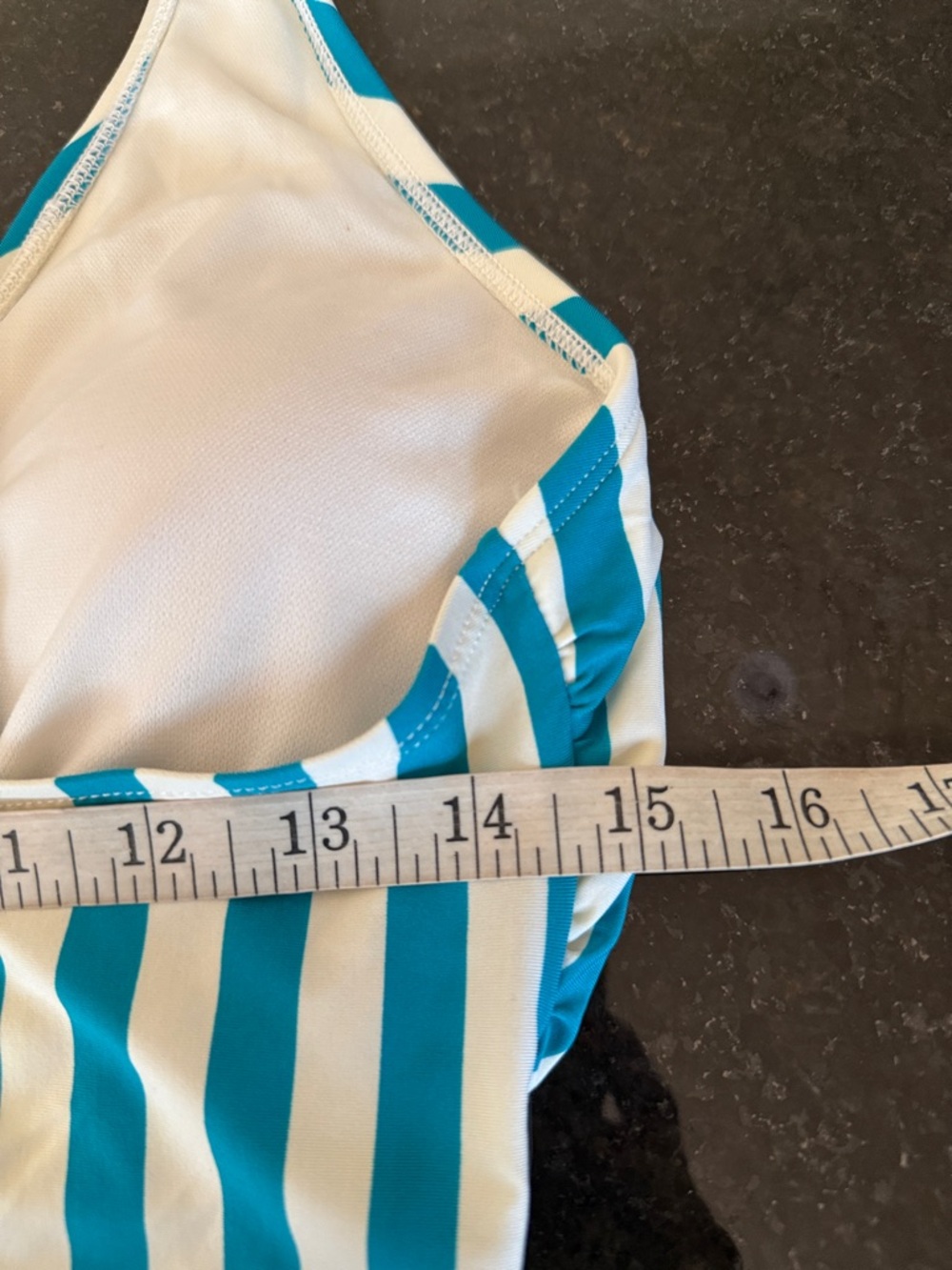 NWT Catalina Turquoise/White Striped Tankini Top w Adjustable Straps Size Large - Picture 10 of 12